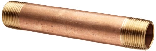 Mérito Brass-2104-400 Red Brass Pipe Afficting, mamilo, cronograma 40 sem costura, 1/4 NPT masculino x 4 Comprimento