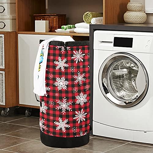 Snowflakes Christmas 20201225 Bolsa de lavanderia Mochila de lavanderia pesada com alças de ombro e alças Bolsa de deslocamento