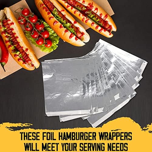 C&S Event Supply Co. Alumínio Hambúrguer Hambúrguer - Bolsas de sanduíche de resistência à água e graxa - Balas de hambúrguer grátis para panini, bolsos pitha e sanduíche quente