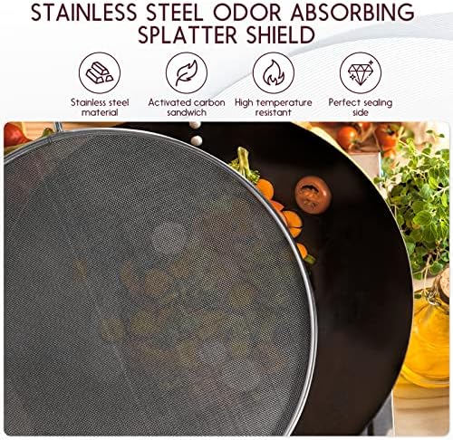 Odor de aço inoxidável profissional de aço inoxidável absorvendo tela respingada para frigideira com filtro de fibra
