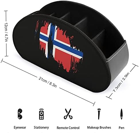 Tits de controle remoto de TV da TV norueguês retro Organizador de mesa de mesa de couro de moda com 5 compartimento