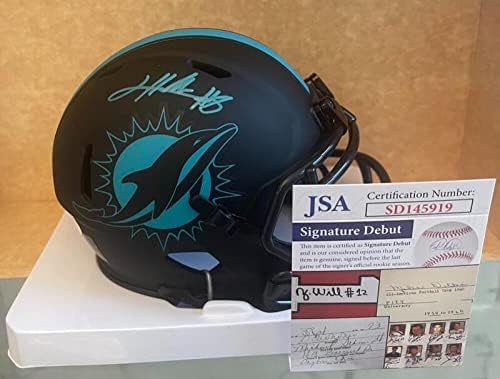 Jevon Holland Dolphins assinou o Mini Capacete de Capacete Eclipse estreia JSA