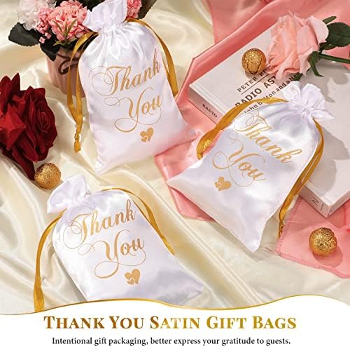100 PCs Obrigado sacos de presente de cetim de 5 x 8 polegadas bolsas de joalheria de jóias de jóias de casamento sacos de jóias