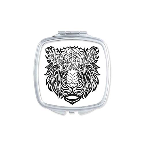 Forte Lion Animal Retrato Sketch Mirror Portátil Compact Pocket Maquia
