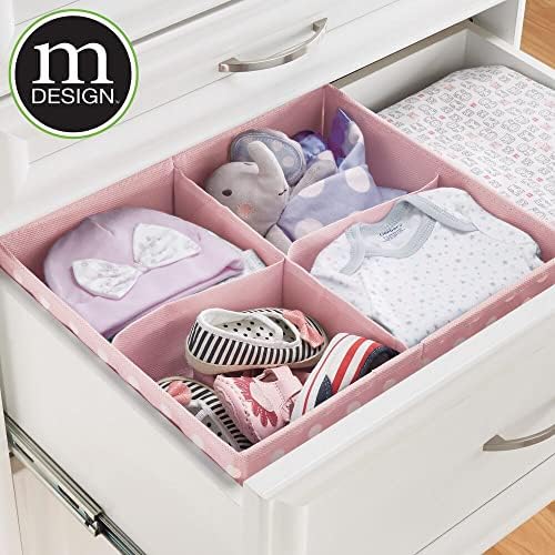 Mdesign Soft Fabric Cleater Drawer/Closet Divided Storage Organizer Bins for Nursery - mantém cobertores, babadores, meias, loção,