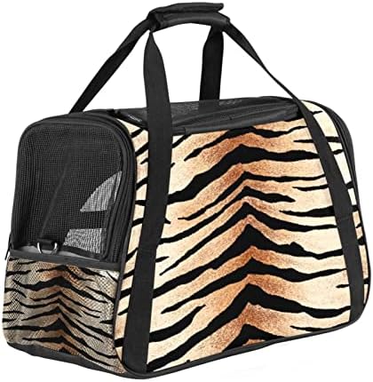 Portador de animais de estimação, conforto macio portátil Viagem dobrável Bolsa de estimação, padrão de textura do tigre