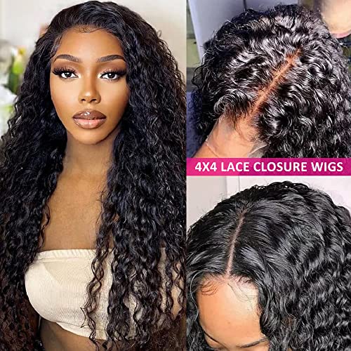 Firieya Wave Deep Wave Lace Front Wigs Human Hair Wigs para Mulheres Negras 180% Densidade 4x4 HD Fechamento de renda transparente