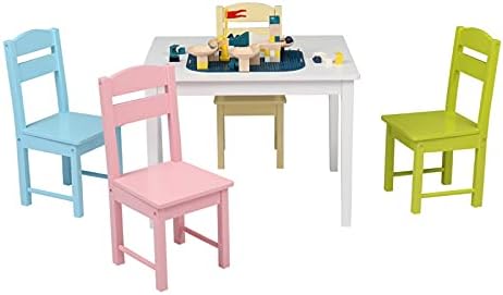 Mesa de madeira e cadeira infantil ZOKOP coloridas