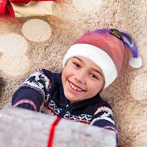 Aviões tirando o chapéu de Natal de luxo de luxo travesso e belos chapéus de Papai Noel com borda de pelúcia e decoração de natal de conforto