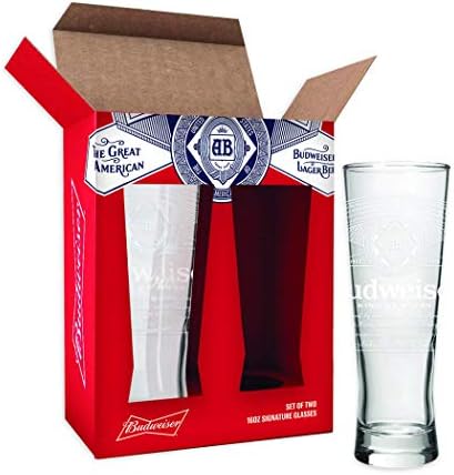 ANHEUSER -BUSCH Signature Glassware - Conjunto de 2 peças de vidro de cerveja - 16 oz de copos de cerveja - copos de pint