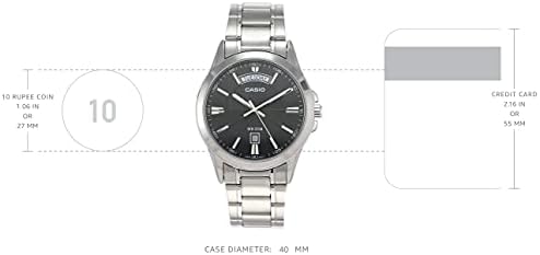 Casio mtp1381d-1av clássico de aço inoxidável de aço inoxidável de 50m Data Black Dial Watch