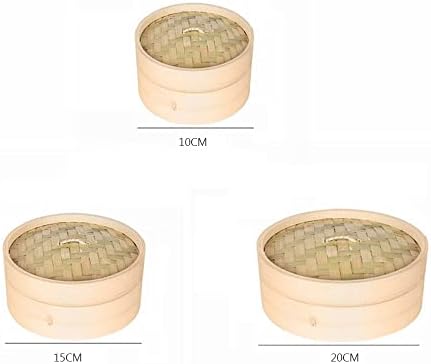 A vapor de cesta de bambu com tampa conjunto de cozinha conjunto de ferramentas de cozinha conjunto de bolos de bolas 10/15/20cm Ótimo para dim sum, frango, peixe