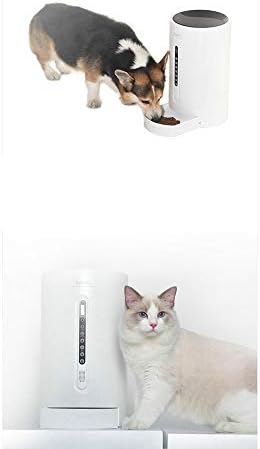 Alimentador de animais de estimação zzk 4.6l White Intelligent Automatic Pet Alimentador para gatos e cães Tempo e dispensador de alimentos de chamadas de voz quantitativa para alimentar
