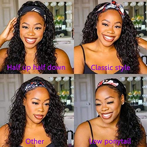Water Wave Human Hair Band Wigs Para Mulheres Negras Máquina Virgem Brazia