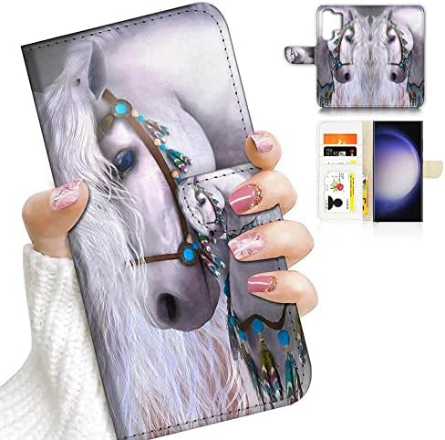 Para Samsung S23 Ultra, para Samsung Galaxy S23 Ultra, capa de capa de carteira de flip de flip, A20470 Princess White Horse 20470