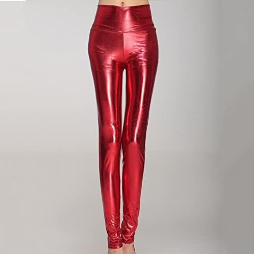 Oplxuo Faux Leather Leggings para mulheres Calças de cintura alta Foshoin calças elásticas sexy calças de couro de patente sexy para festa de clube