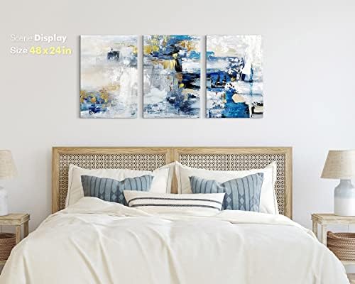 Serendipits Decoração da sala de estar Arte da parede Pictures azuis Decorações de parede de ouro Abstract Art Modern Wall decor