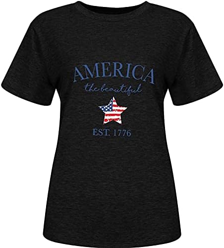 4 de julho Tops feminino American Bandle camisetas estreladas listras de manga curta EUA