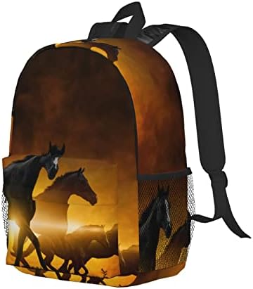 Ewmar Running Black Horses Black Horses de 15 polegadas Backpack Backpack Backpack Back Saco de Computador Impressão