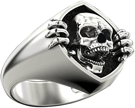 Declaração de coquetel de esqueleto gótico Declaração retrô anel vintage Aço inoxidável de aço fresco anéis de esqueleto para homens