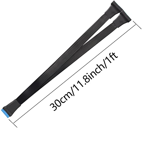 Gintoyun USB 3.0 Cabo de extensão do cabeçalho 1ft 19/20 pino 1 a 2 y Adaptador de extensão interna do divisor DIY