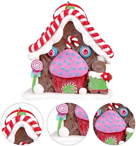 Bestoyard Gingerbread Decorações de Natal História da aldeia Mini Villa House Ornamento Feliz para Festas de Jarda de Jarda de Natal Acessórios para Jardim Miniatura Paisagem Gingerbread House