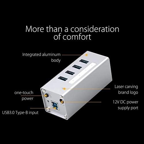 Jahh USB Hub alumínio 4 Porta USB3.0 SPLITTER USB HUB SUPPORTE BC1.2 CARREGAMENTO POR 12V2A Adaptador de energia para acessórios para