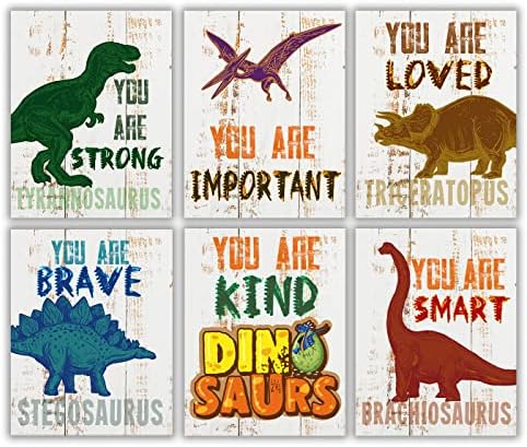 Decoração de quarto de dinossauros para meninos pôsteres, estampas de decoração de parede de dinossauros, decoração motivacional