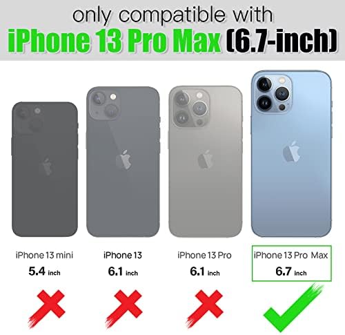 Toovren iPhone 13 Pro Max Case Wallet, compatível com o iPhone 13 Pro Max Case com colar destacável ajustável por suporte de