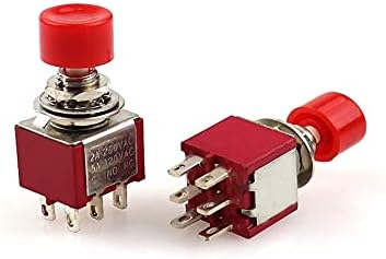Neyens Red 6 pinos SPDT Momentário AC 2A/250V 5A/120V Button Push Button Switch 1 No 1 nc