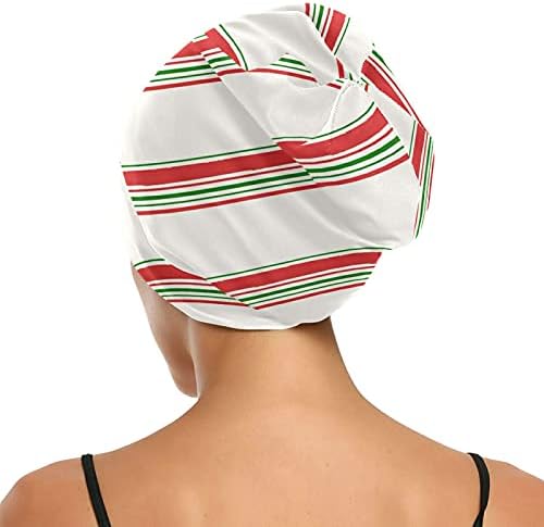 Skull Cap boné Sleep Work Hat chapéu de capô para mulheres Verde Listrado de Natal de Natal Ano Novo Capinho do Sleeping