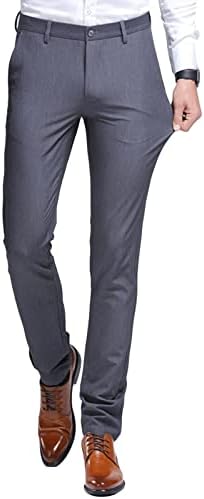 Maiyifu-gj masculino elegante malha de calça sólida clássica clássica fit