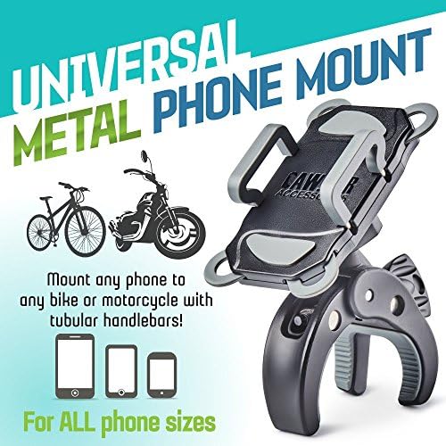 CAW.CAR ACESSÓRIOS METAL Bike & Motorcycle Phone Mount - O único suporte de guidão inquebrável para iPhone, Samsung ou qualquer
