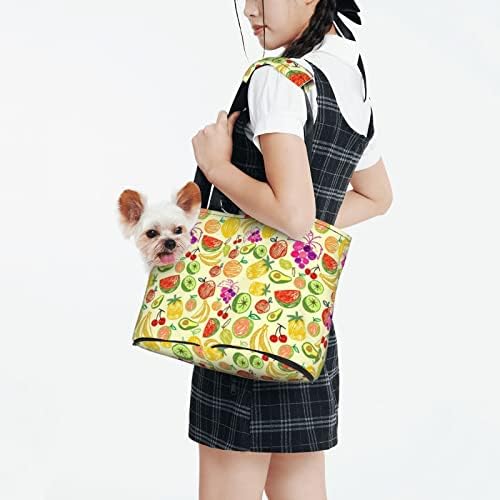Transportadora de pet de pet-face de face de pet-tote saco de manuseio de melancia-cereja-abacaxi-abacaple-frutuit doodle portátil cão/gato portátil bolsa