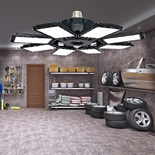 Luzes de teto de garagem ppgejgek, luzes de garagem deformáveis ​​de LED com painéis de ajustes, lâmpadas de luzes LED para o porão
