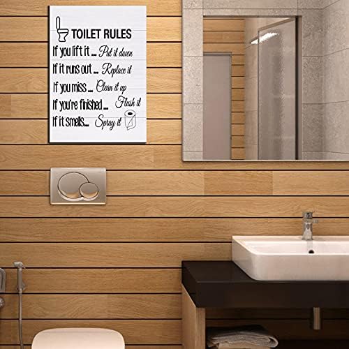 Regras do vaso sanitário decoração de arte da parede Regras do banheiro de madeira assinando banheiro engraçado assinando rústico