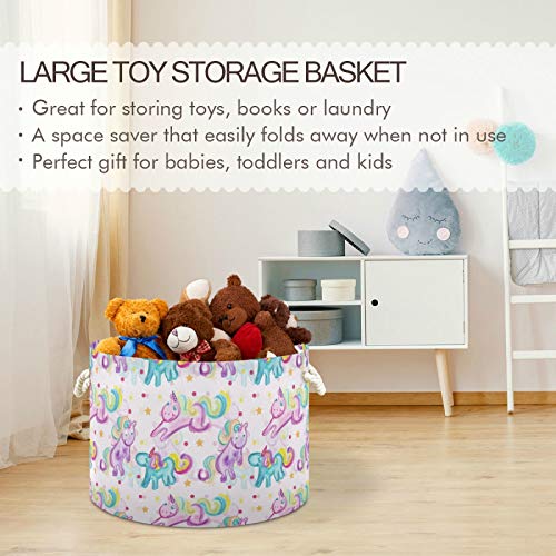 Linda lixeira de armazenamento de brinquedos de unicórnio para crianças cestas de brinquedos cães redondos cesto de tenas