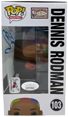 Dennis Rodman assinou a figura pop Funko JSA e Rodman Authen Blu - figuras autografadas da NBA