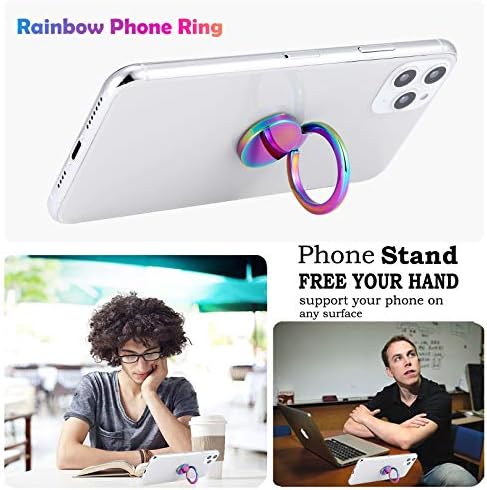 Lenoup Rainbow Cell Tell Stand Stand, Kickstand de garra de anel multicolor