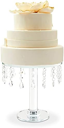 Suporte de bolo de vidro com cristais para casamentos e aniversários
