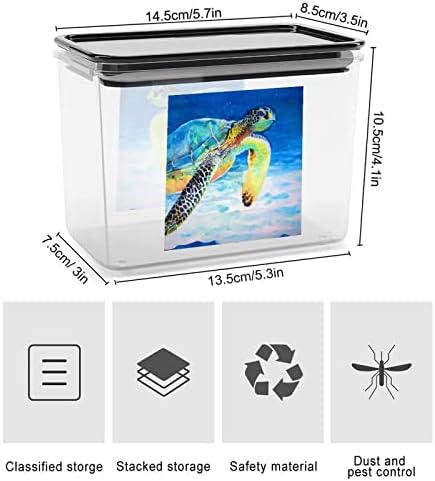 Contêiner de armazenamento de alimentos para tartarugas marinhas plástico caixas de armazenamento transparente com