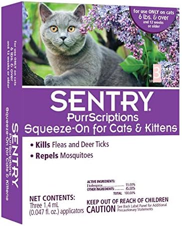 Sentry PurrScriptions pulga e carrapato tópicos para gatos, mais de 5 libras, suprimento de 3 meses