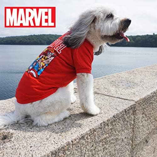 Marvel Comics for Pets Guardians of the Galaxy Tee para cães, pequenos | Melhor camiseta azul da Marvel para todos os cães pequenos