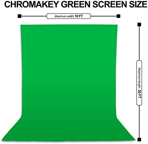 EMART 10 x 20 ft fotografia verde cenário de tela, escraça verde de cromakey extra grande com 4 grampos, pano de musselina