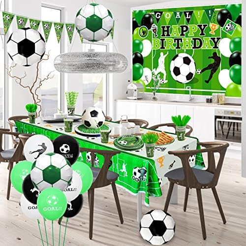 Suprimentos de festa de futebol - inclui cenário de futebol, banner, pratos, guardana