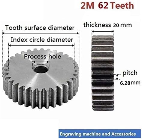 Tmp1105 2m 62 dentes engrenagem de esporão 1pc 45 Número de engrenagem cilíndrica de aço pinhões de precisão
