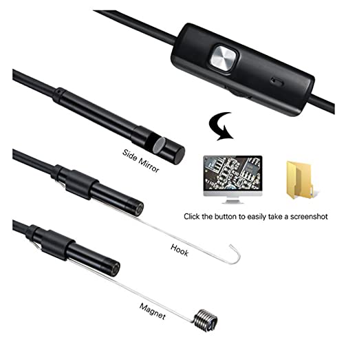 Câmera de inspeção de cobra USB de 3T6b, câmera endoscópica de 5,5 mm com 6 luzes LED ajustáveis, 2,0 megapixels HD IP67 Bororescópio à prova d'água Câmera compatível com OTG Android Phone, Windows PC, MacBook （6,56ft）