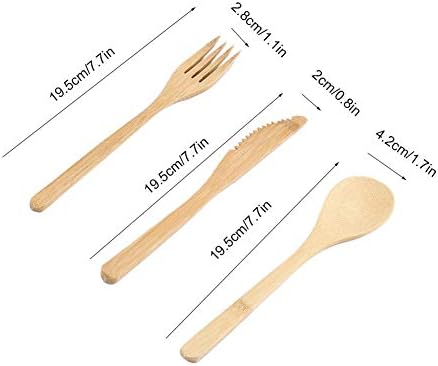 FTVogue Bamboo Cutlery Conjunto de estilo japonês reutilizável utensílios de viagem para kit de mesa de mesa
