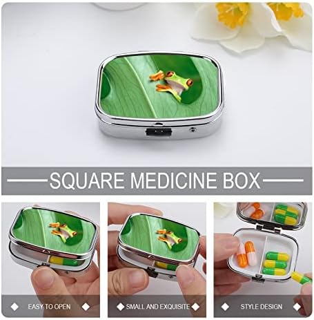 Caixa de comprimidos de metal capa de armazenamento de pílula de sapo fofo organizadores de pílula pequena para viajar de bolso