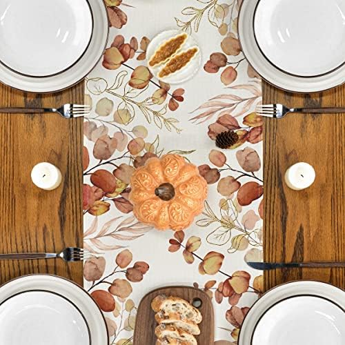 Modo Artóide Spring Leaves Eucalyptus Table Runner, Summer Holiday Kitchen Dining Table Decoration for Home Party Decor 13x72 polegadas